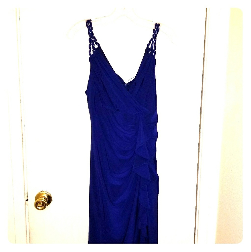 Cobalt blue front ruffle dress